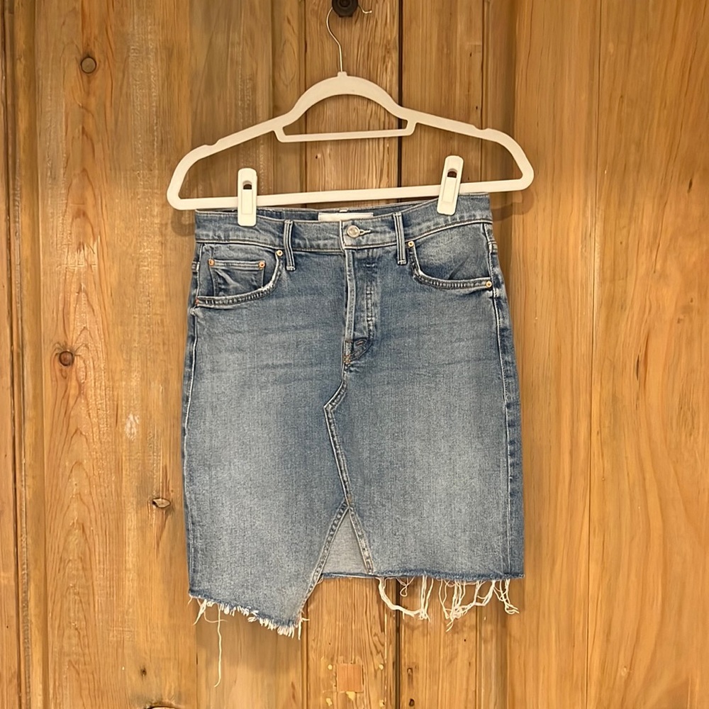 Mother denim tomcat slide fray skirt